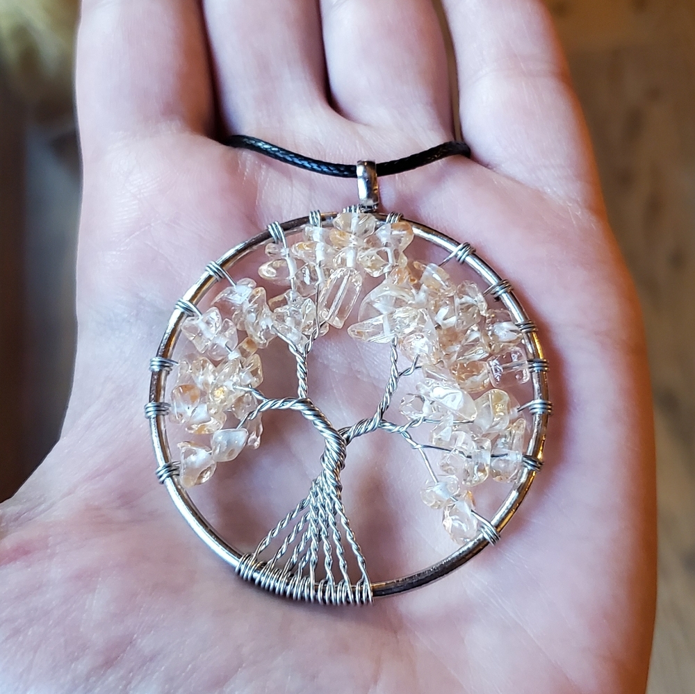 NWOT Topaz Citrine Silver Tree of Life Necklace - Picture 5 of 6